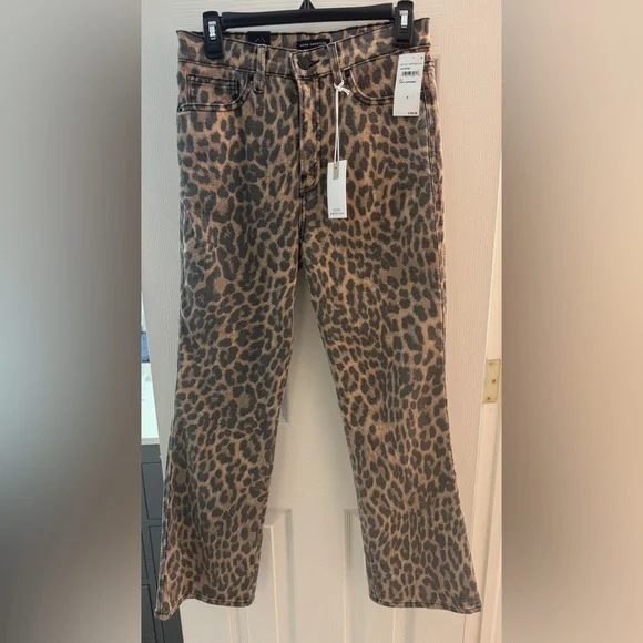 Good American Kick Flare Leopard Jeans-Size 8-NWT - Picture 4 of 13